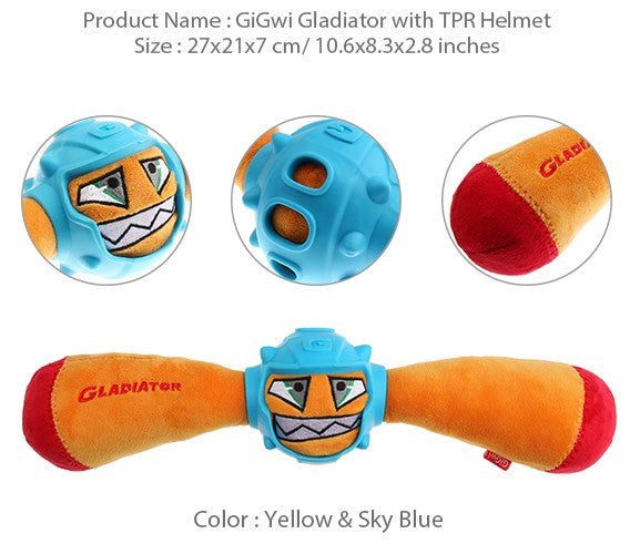 Juguete gladiador brazos amarillo para mascota