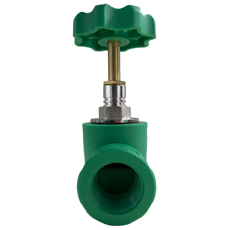 Llave de paso PPR compresión 3/4" válvula de compuerta larga (Evita problemas instalacion por repellos gruesos)