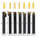 Cuchillas de corte para torno de metal con punta de carburo. Set de 7 piezas.