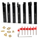 Cuchillas de corte para torno de metal con punta de carburo. Set de 7 piezas.