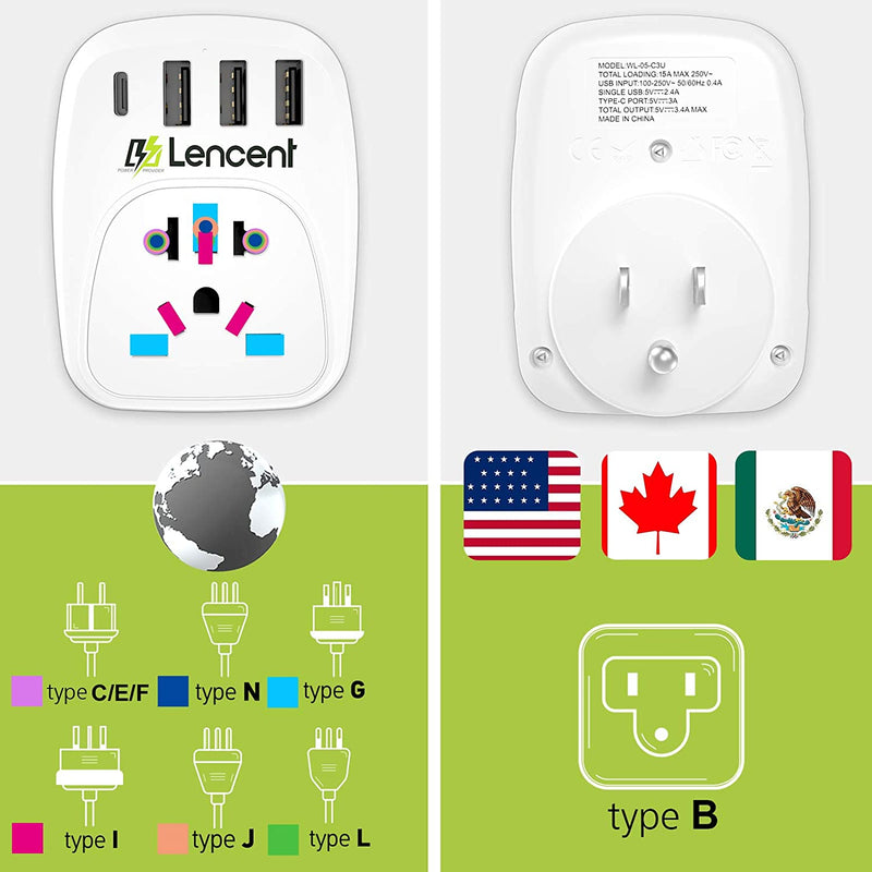 Adaptador de corriente universal 220V a 110V de 15A.