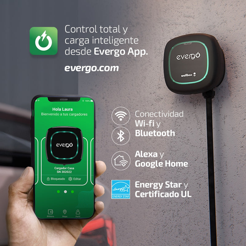Cargador de pared para vehículos eléctricos 9.6 KW Tipo 1 J1772 americano 208V/240V 40 Amp. Nivel 2 Wallbox