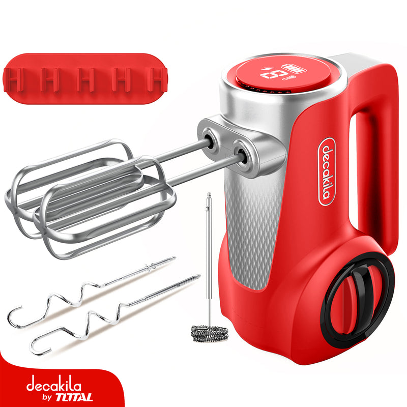 Batidora De Mano Inalámbrica Roja 125W. 16V. 7 Velocidades. Batería Y Cargador Por Separado.
