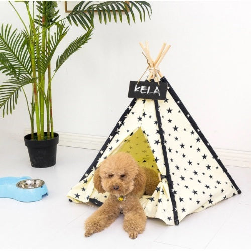 Casa de tela para mascotas. Estilo tienda de acampar.