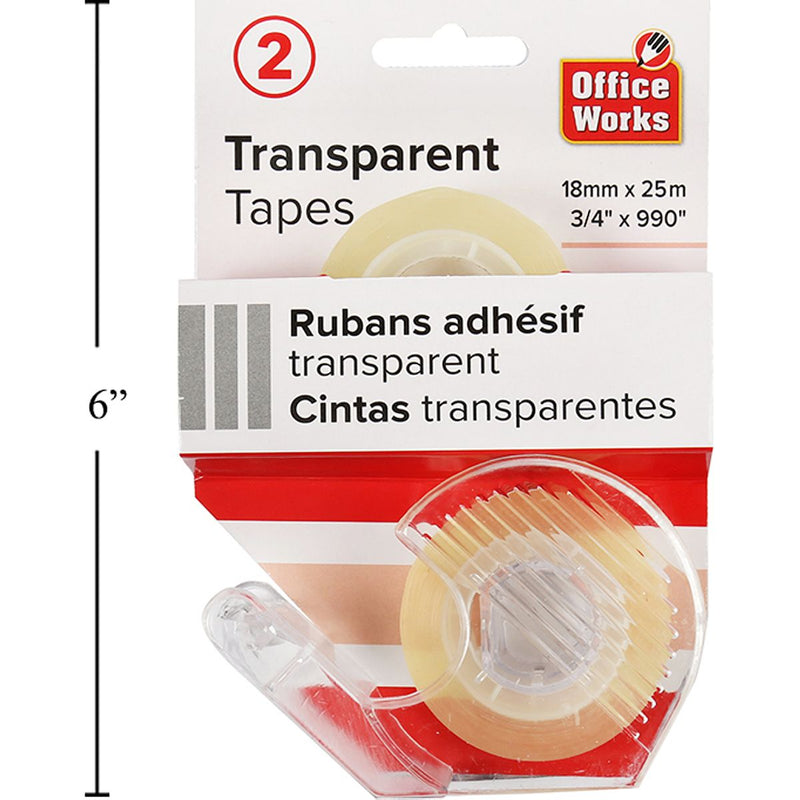 Cinta pegante de 2 piezas con dispensador, 25 mx 18 mm