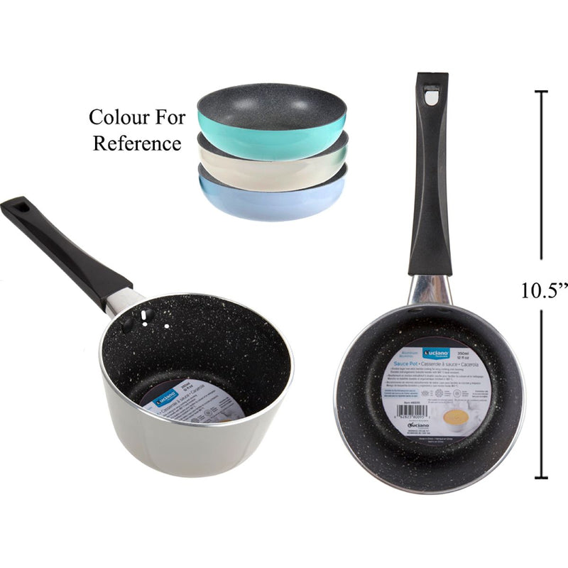 Luciano 350ml / 12oz Olla antiadherente de aluminio (1pza) (Viene en colores variados al azar)
