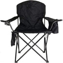 Silla plegable color negro de 50cm x 45cm x 80cm con cooler y portavasos