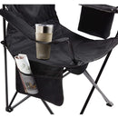 Silla plegable color negro de 50cm x 45cm x 80cm con cooler y portavasos