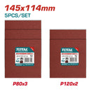 Hojas de Lija 145x114mm, P80(3) P120(2) Adecuado para UTF2231106 Set 5 piezas.