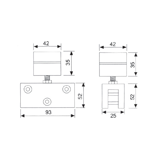 Rodachines p/puertas corredizas de vid 8-12mm.Inc.2 rodach y acces.Sat.Capac.120kg.riel 846/track38