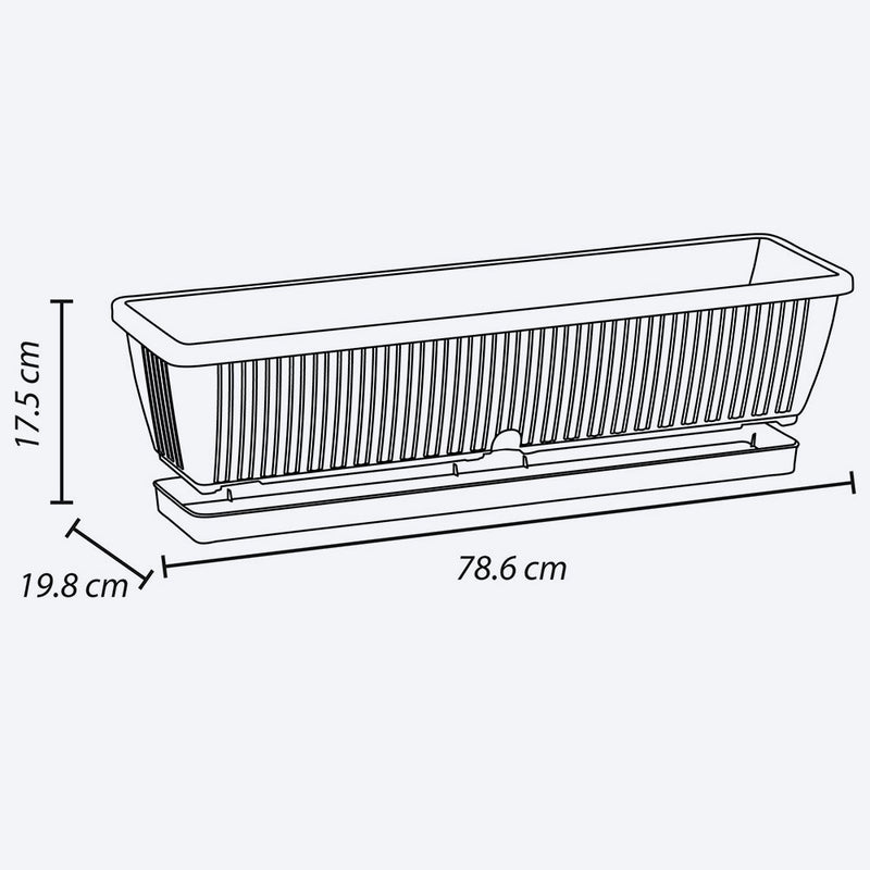 Macetera rectangular de 80 cm, color terracota
