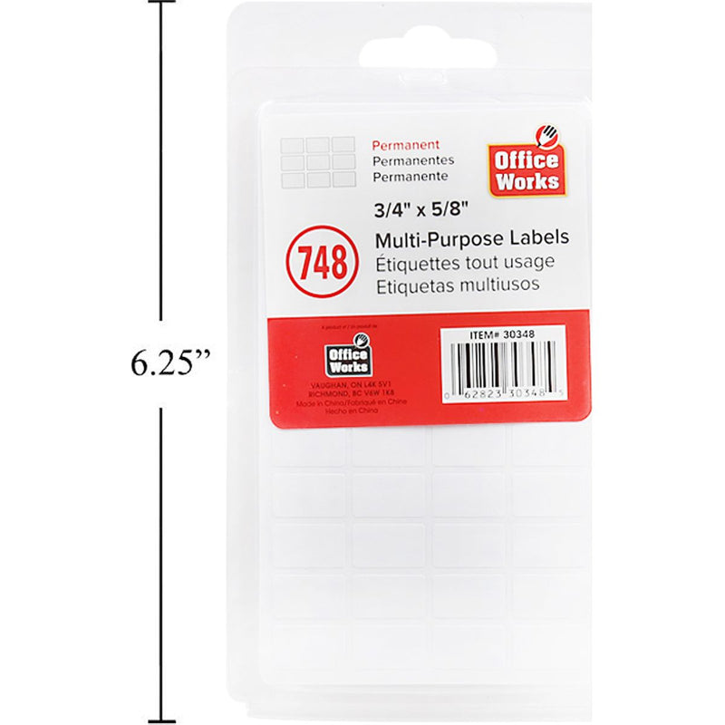 Etiqueta multipropósito, 748 pzs, 3/4 x 5/8 "
