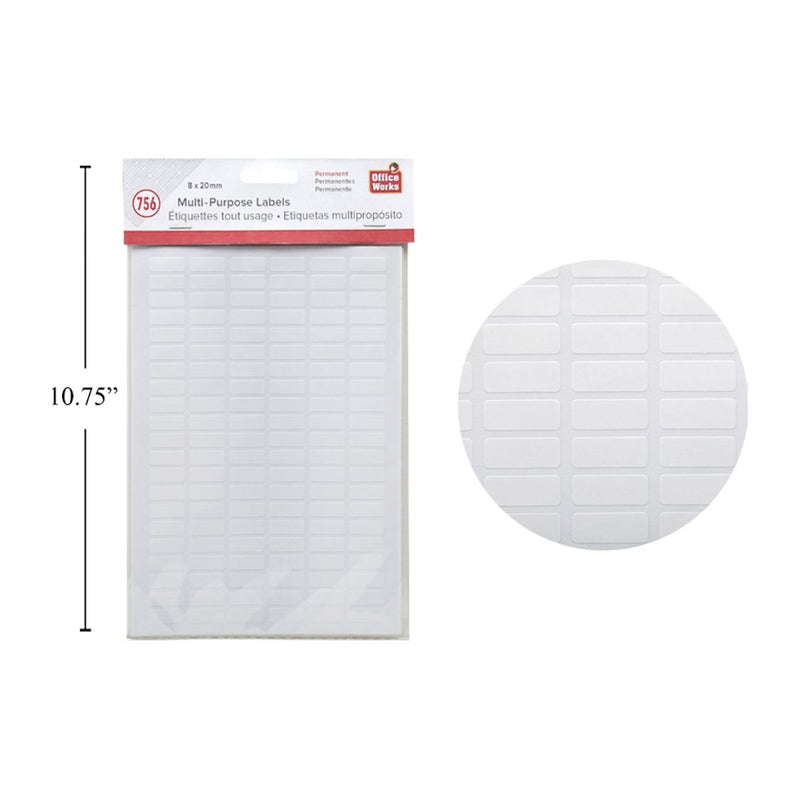 Etiqueta multipropósito, 756 piezas, 8x20 mm, PBH