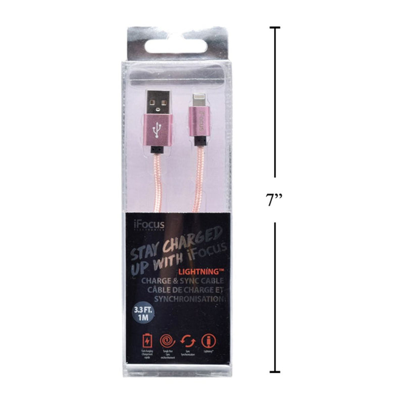 iFocus, 1M Cable de carga y sincronizacion, Rose Gold, caja de pvc + bandeja