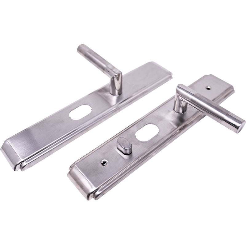 Juego de Maniguetas para puerta de Seguridad Universal Izquierda. Acero Cromado. Modelo 0603