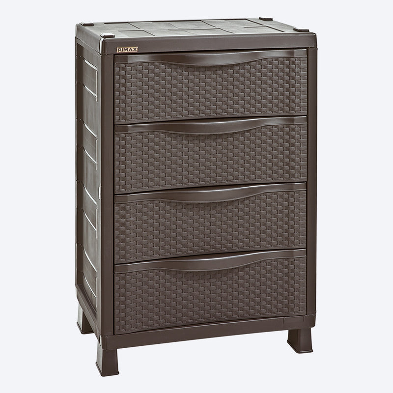 Armario plástico cajonero Rattan, color wengué
