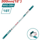 Hojas de segueta para metales bimetálica de 300 mm (12") de Largo. Material: M42 + D6A.