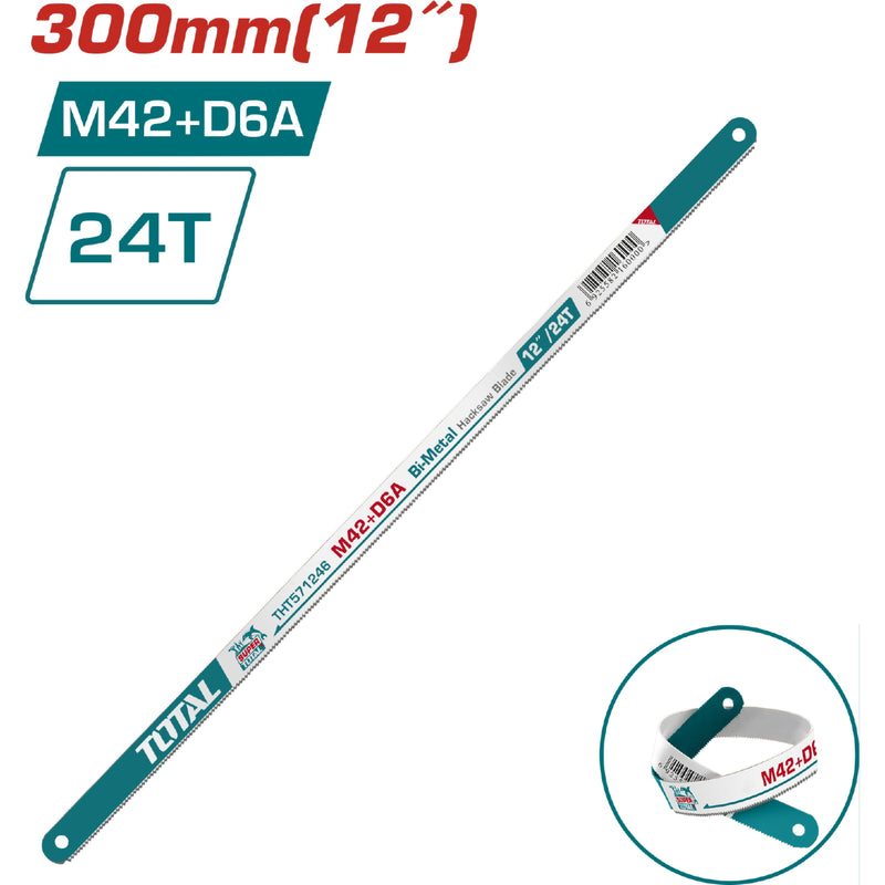 (Caja de 100) Hoja de segueta para metales bimetálica de 300 mm (12"). M42 + D6A. 24 Dientes