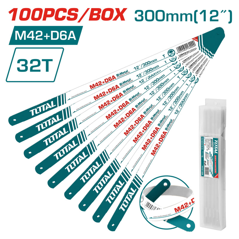 (Caja de 100) Hoja de segueta para metales bimetalica de 300 mm (12") . 32 Dientes.