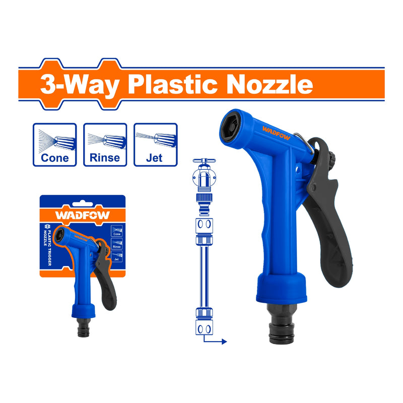 Pistola boquilla de agua ajustable a 3 maneras diferentes de salida del Agua. Plástico Resistente.