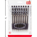 Paquete de 8 bolígrafos de 1 mm Agarre suave / Transparente, tinta negra