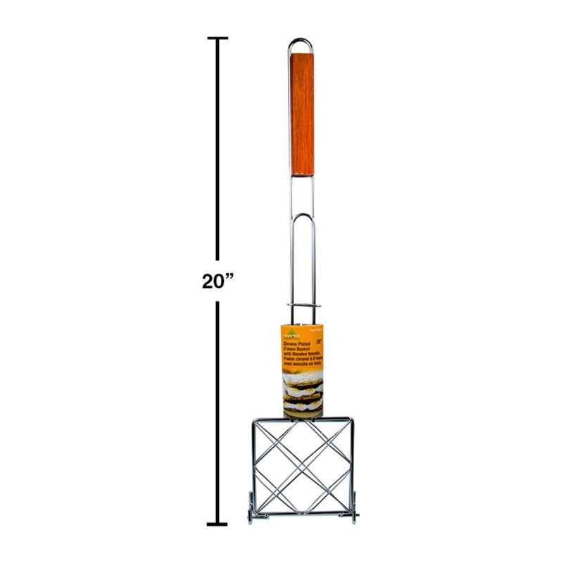 Canasta de asado Camping 20 " Mango de madera, cromado S'more Basket