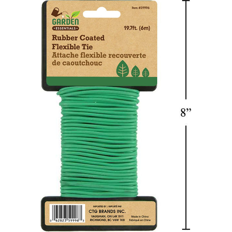 Garden E. Abrazadera flexible recubierta de caucho, 19,7 pies (L) para amarre de plantas en jardin