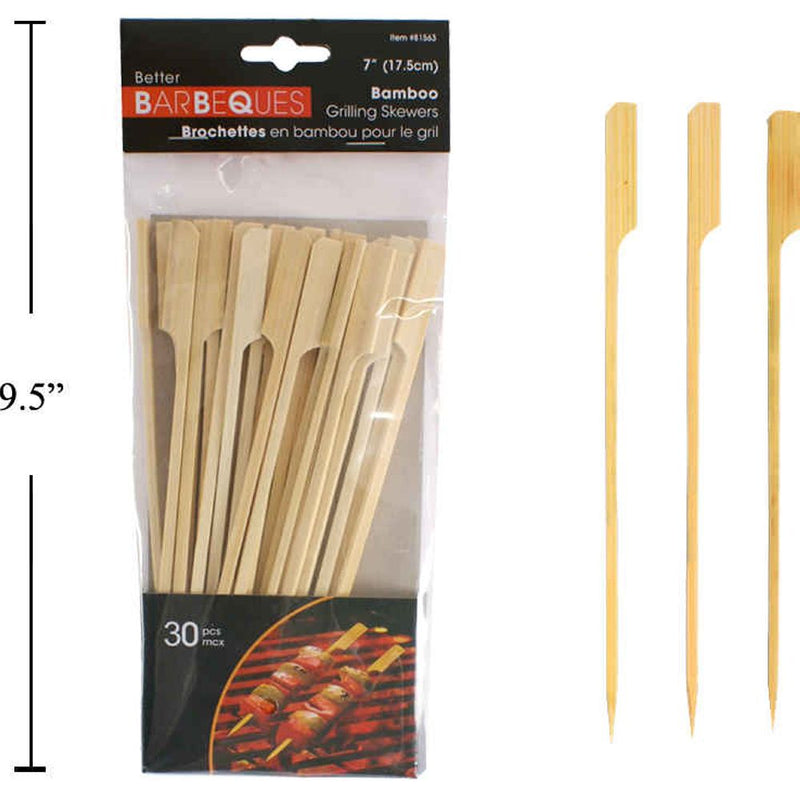 Parrilla 30ct. Brochetas de bambú para asar a la parrilla de 7 "