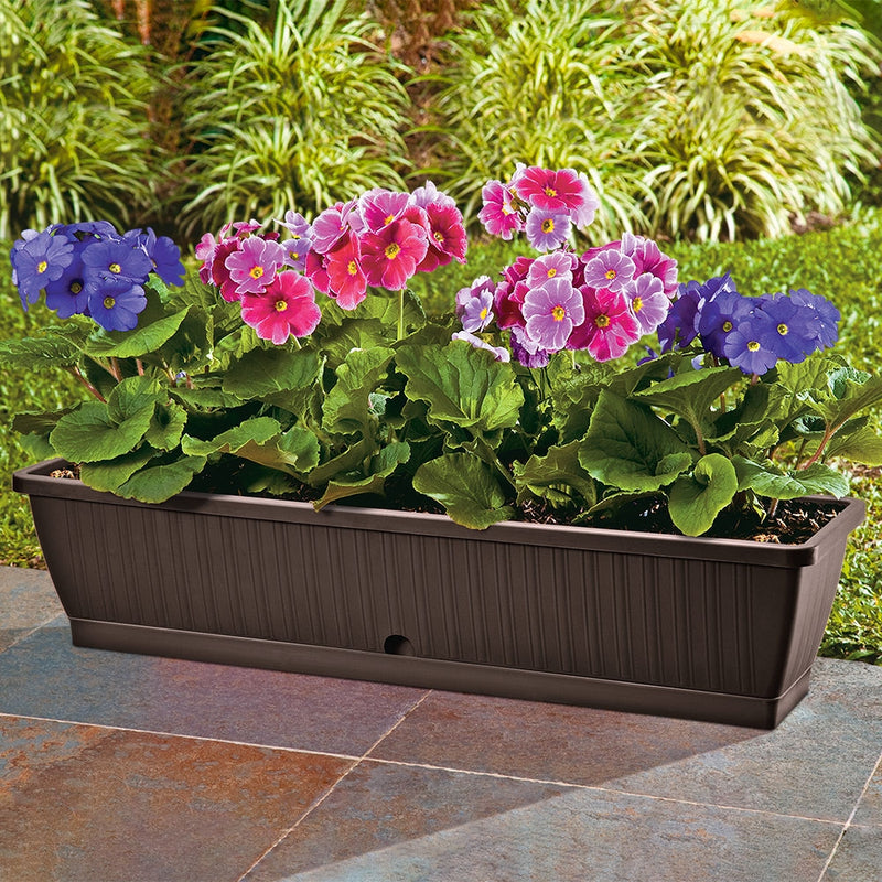 Macetera rectangular de 80 cm, color wengué