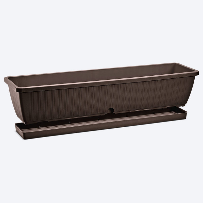 Macetera rectangular de 80 cm, color wengué