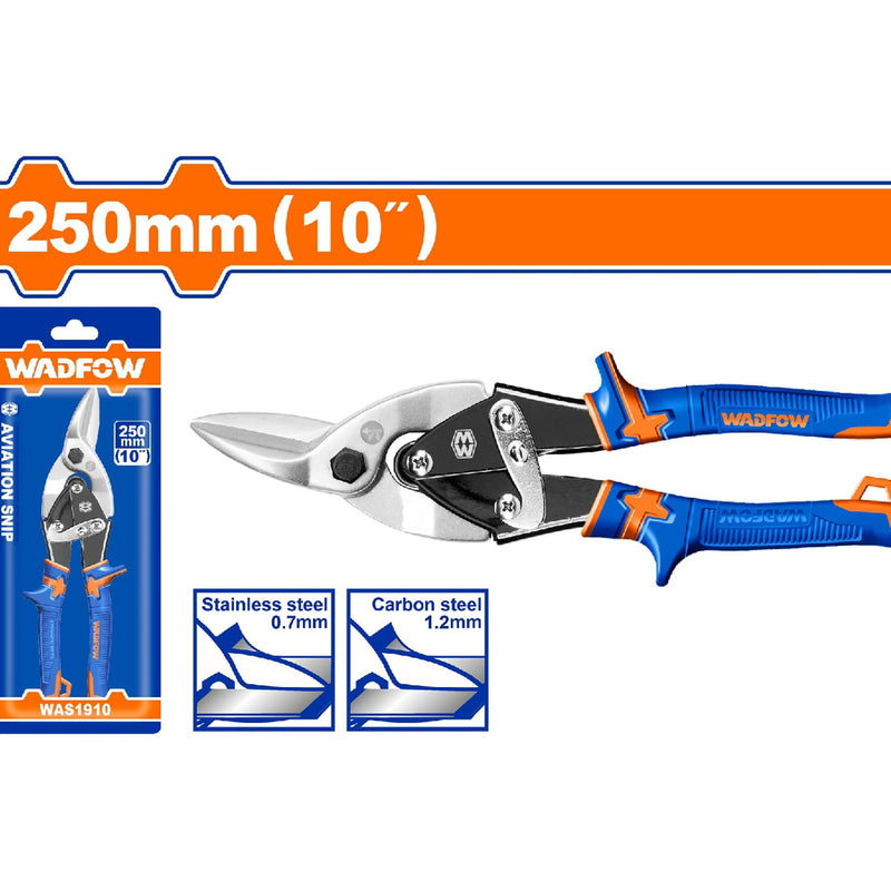 Tijeras de aviador 10" Izquierda. Espesor máx. de corte. Acero al carbono ≤1,2 mm