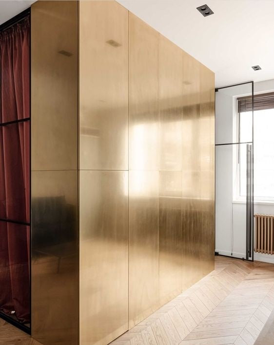 Lámina de Acero Inoxidable WPC Bambú Gold oro Decorativo recortable 1.22m x 2.80m x 8mm (Do it yourself)