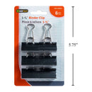 Clip sujetapapeles para carpetas Desk Tech, 6 piezas, 1,25 ", negro