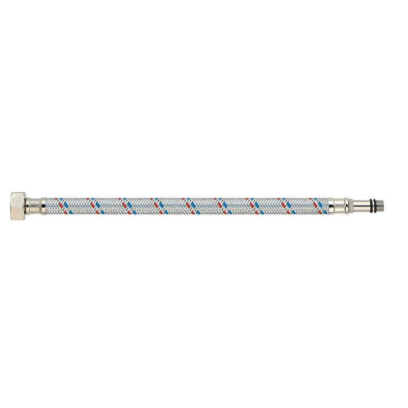 Tubo de abasto para grifo hembra 1/2" X M10 X 24" flexible acero inoxidable, NESSATI.