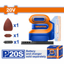 Lijadora delt orbital de Mano Inalámbrica 20V 12000rpm Incluye lijas y almohadillas. Batería y cargador por separado.