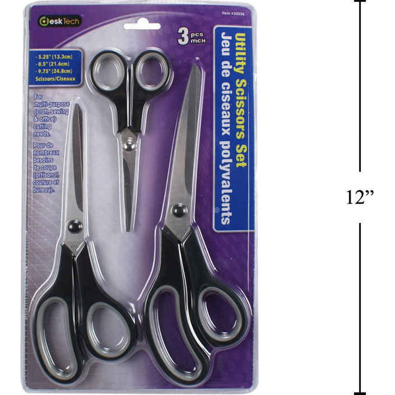 Desk Tech - Juego de tijeras utilitarias de 3 piezas