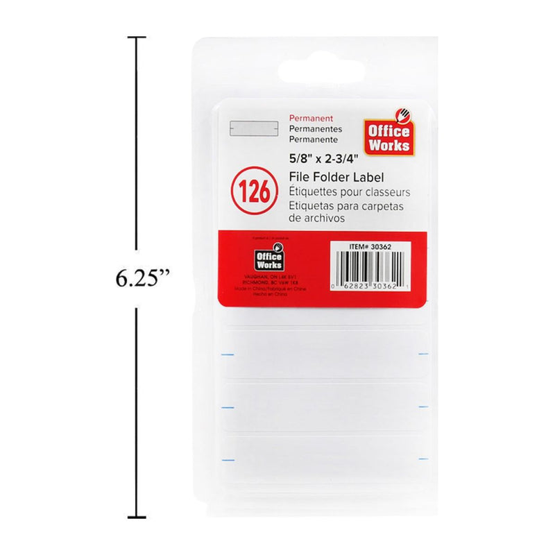 Etiqueta para carpeta de archivos de 126 pzs, 5 / 8x2.75 "