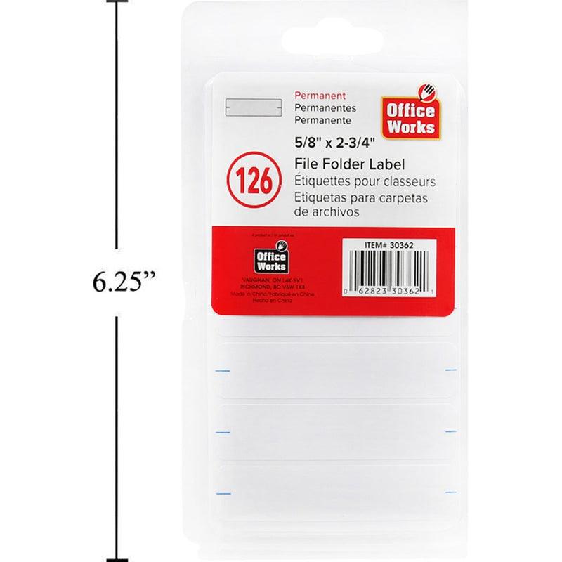 Etiqueta para carpeta de archivos de 126 pzs, 5 / 8x2.75 "