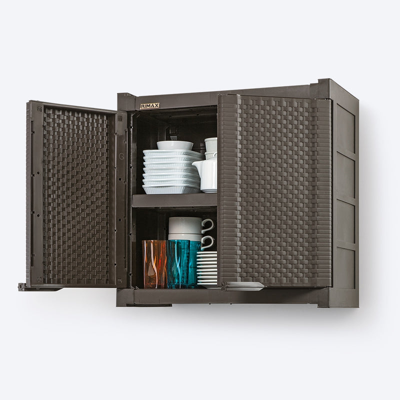 Gabinete plástico Rattan, color wengué