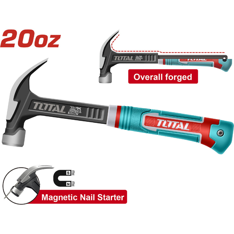 Martillo de Oreja Forjado 20oz Magnético. Acero al carbono