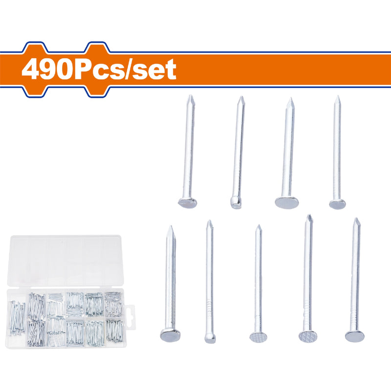 Clavos Comunes, de acabado y para concreto. Juego 490 piezas surtidas