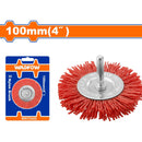 Cepillo de Nylon copa circular para taladro con vástago de 100mm. Long. Cable:10mm