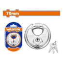 Candado de disco de acero inoxidable 70mm grillete de acero cerrado. Incluye 2 llaves.