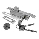 Cerradura de paleta para perfil angosto, con placa aluminio, 3 llaves de cruz.