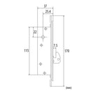 Cerradura de gancho para perfil angosto, con placa aluminio, 3 llaves de cruz.