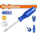 Destornillador Plano 8x200mm Vástago Redondo 40CR Magnético.