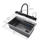 Fregador de cocina multifunción Nano Black Piano switch 750x460x220mm Negro plomo fregadores tinas de cocina
