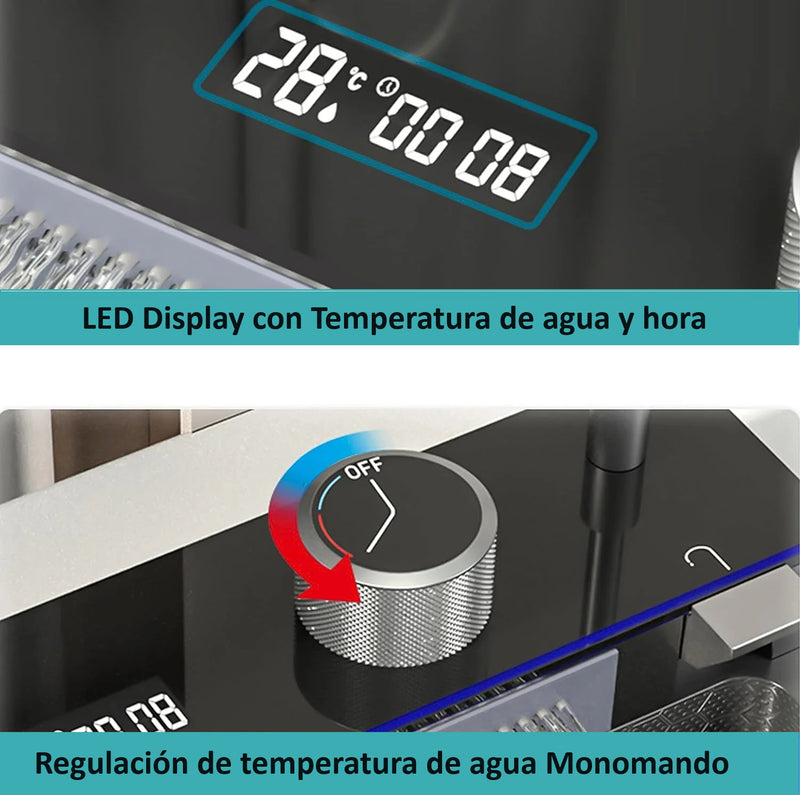 Fregador de cocina multifunción Nano Black Piano switch 750x460x220mm Negro plomo fregadores tinas de cocina