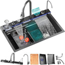 Fregador de cocina multifunción Nano Black Piano switch 750x460x220mm Negro plomo fregadores tinas de cocina