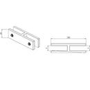 Clip para Vidrio, 180 grados, Vidrio - Vidrio, AISI304, SATIN